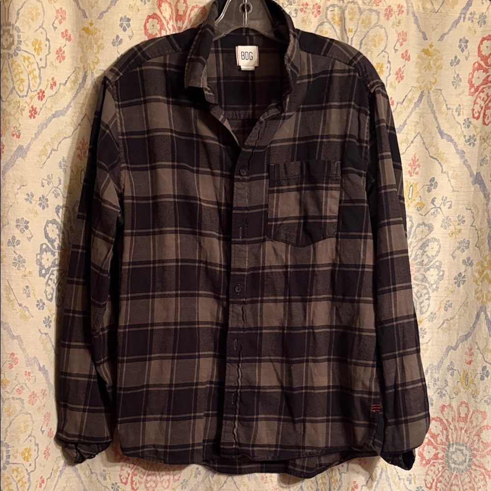 BDG Black and Gray Plaid Shirt